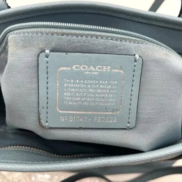 COACH Leather City Tote, Baby Blue Cross Grain Leather Tote GUC - Picture 4 of 16